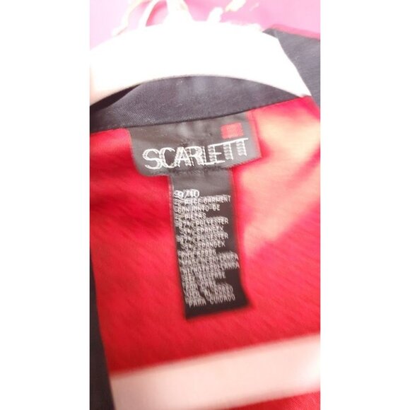 80's 90s Vintage Red & Black Houndstooth Blazer Crop Velvet Collar Clueless - Picture 6 of 6